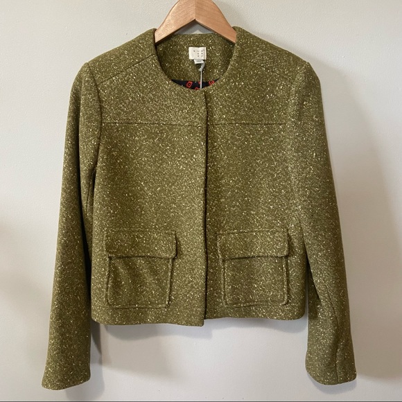 a new day Jackets & Blazers - a new day Olive Gold Metallic Career Dress Jacket